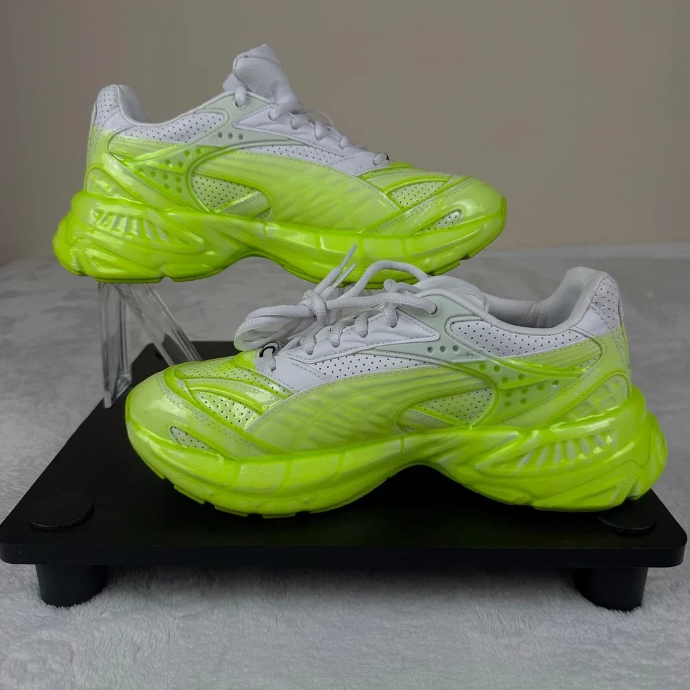 Puma Men's‎ Velophasis Phased Sneakers Pro White/Slime Green Lace Up Size 7 New
